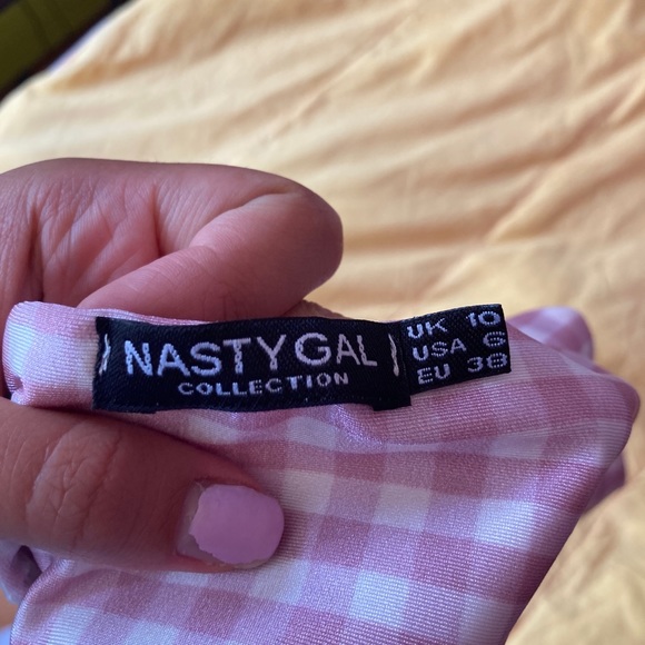 Nasty Gal One Shoulder Gingham Bikini Top - Picture 3 of 3